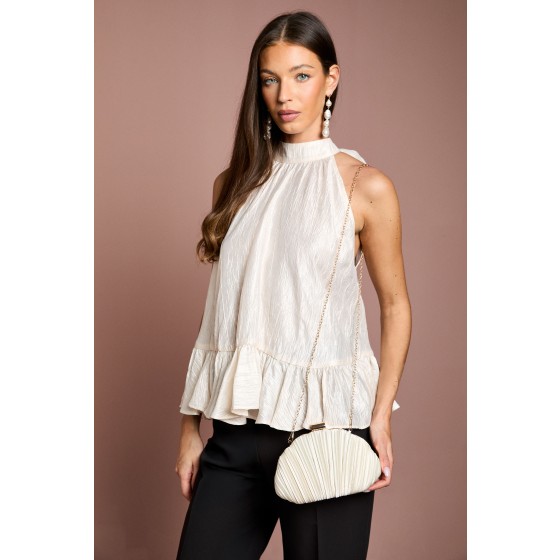 Coral Ruched Satin Shell Shaped Clutch Bag