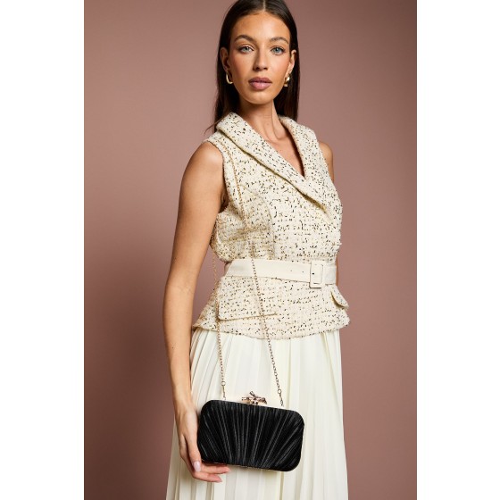 Annie Ruched Detail Satin Clutch Bag