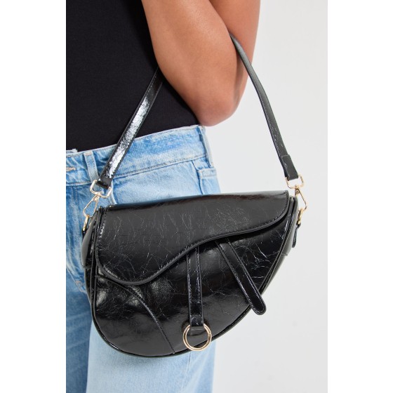 Genevieve Faux Leather Saddle Shoulder Bag