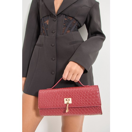 Faux Leather Woven Grab Bag