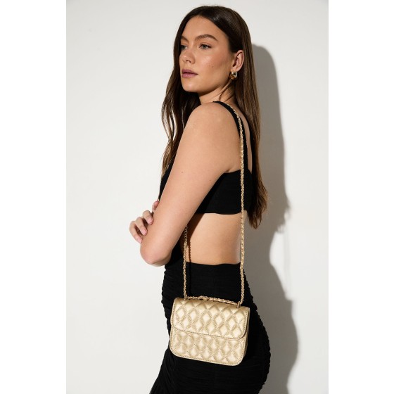 Faux Leather Mini Quilted Flap Bag