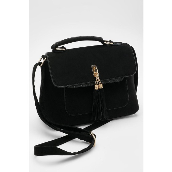 Suedette Tassel Crossbody Bag