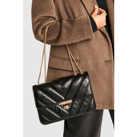 Quilted Faux Leather Crossbody Chain Bag