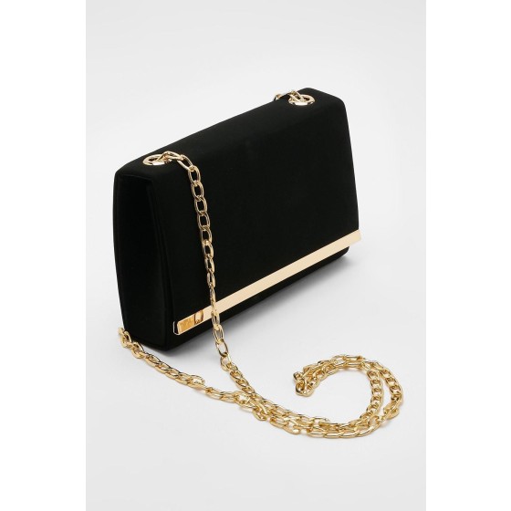 Structured Hardware Detail Clutch Bag and Chain