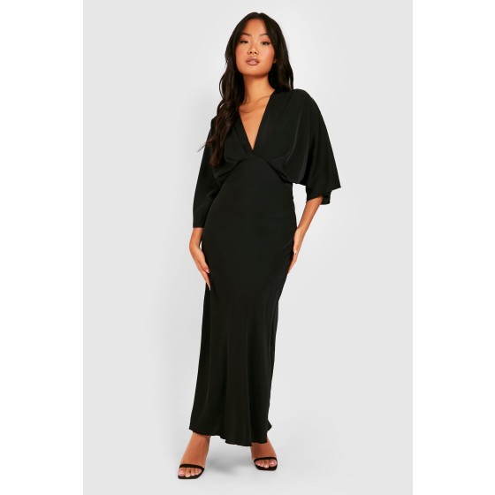 Petite Bias Cut Angel Sleeve Maxi Dress