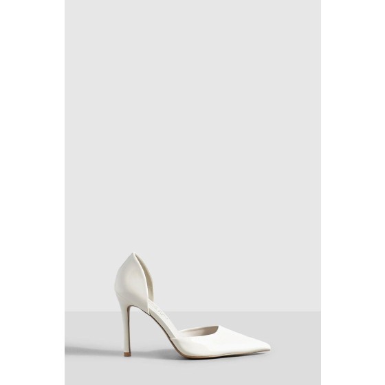 Wide Fit Patent Cut Out Court Shoes
