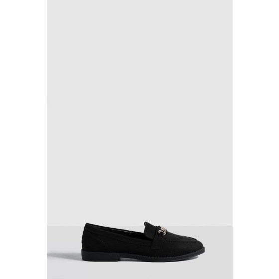 Faux Suede Chain Trim Loafers