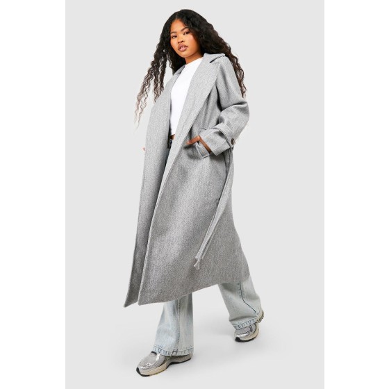 Petite Belted Wool Look Trench