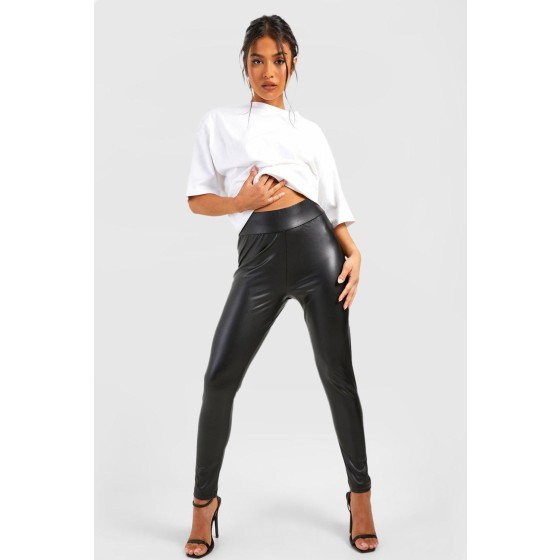 Petite Super Stretch Waist Shaping Leather Look Leggings