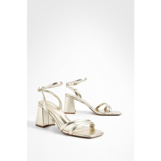 Padded Strap 2 Part Mid Block Heels
