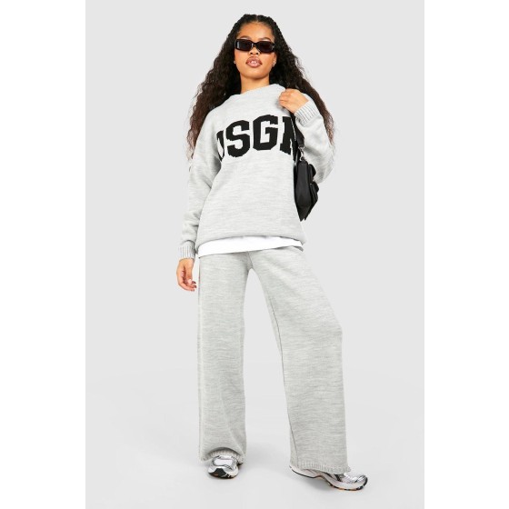 Petite Knitted Wide Leg Trouser