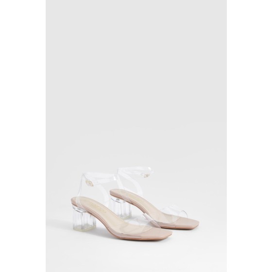 Wide Fit Clear Low Block Heels