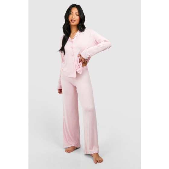 Petite Long Sleeve Shirt & Trousers Pyjama Set