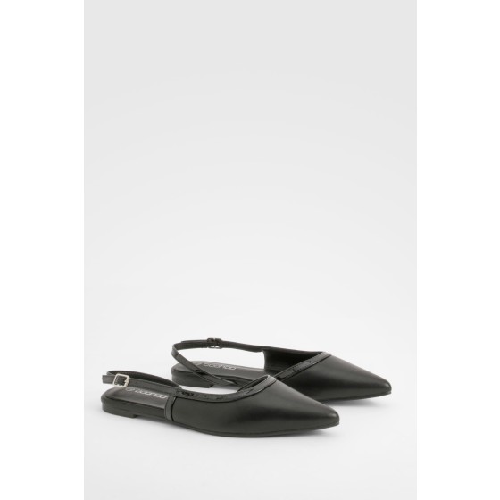 Contrast Detail Slingback Pointed Flats