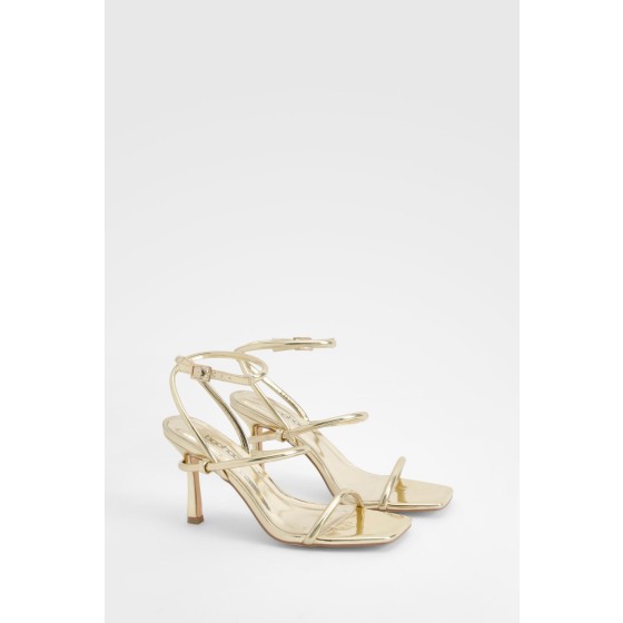 Metallic Padded Strappy High Heels