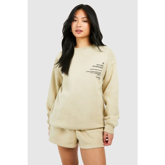 Petite  Slogan Detail Short Tracksuit