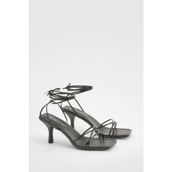 Low Skinny Strap Wrap Up Heels