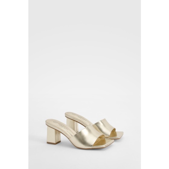 Wide Fit Low Block Heeled Mules