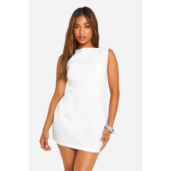 Petite Open Back Tailored Mini Dress