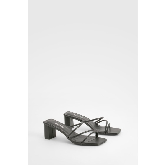Strappy Low Block Heel Mule