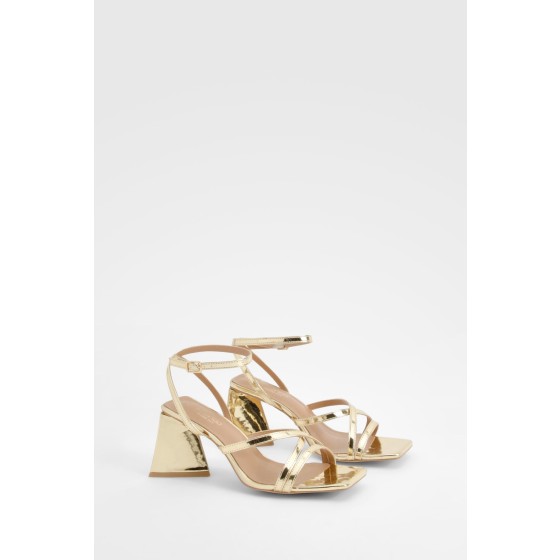 Wide Fit Flared Heel Crossover Sandals