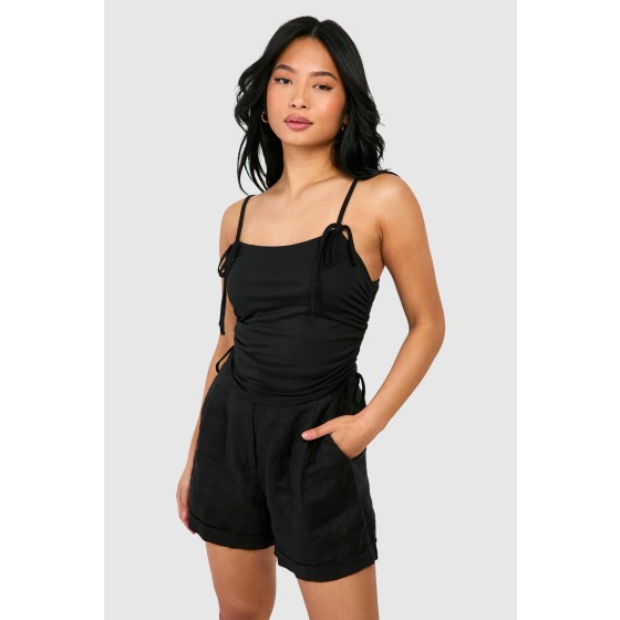 Petite Bow Strap Detail Ruched Cami