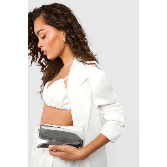 Structured Mirrored Clutch Bag & Chain