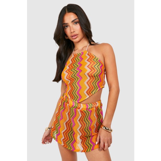 Petite Zig Zag Beach Mini Skirt