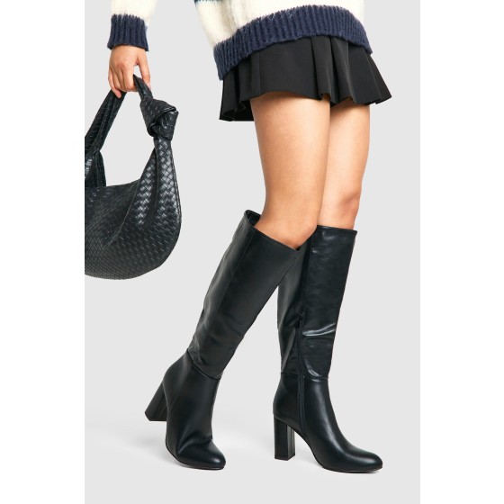 Wide Fit Knee High Block Heel Boots