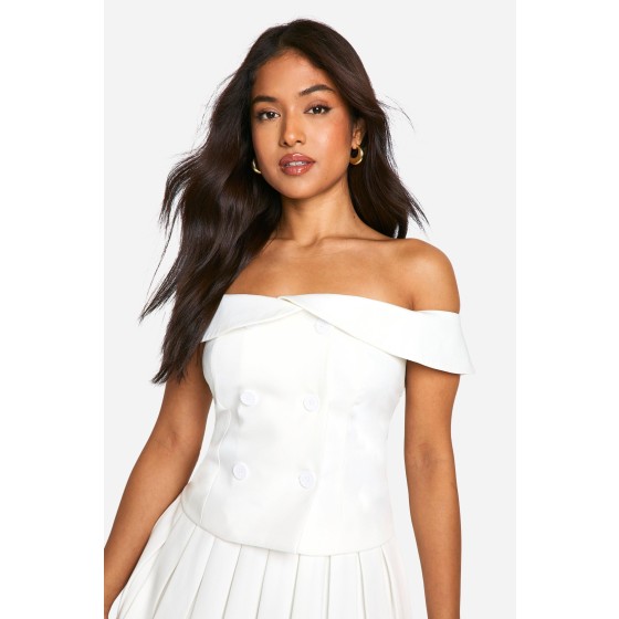 Petite Tailored Bardot Top