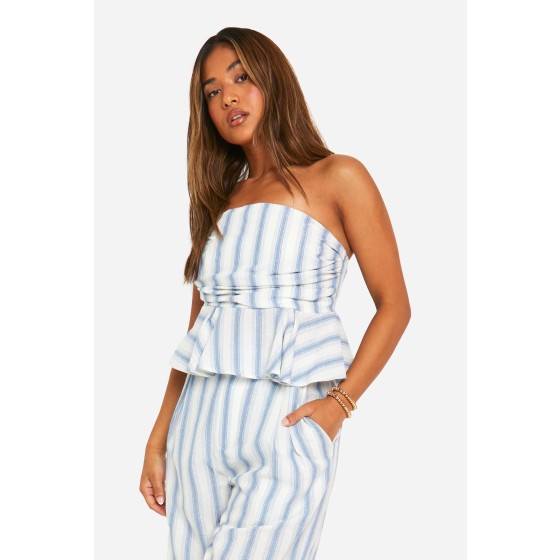 Petite Stripe Draped Bandeau Top