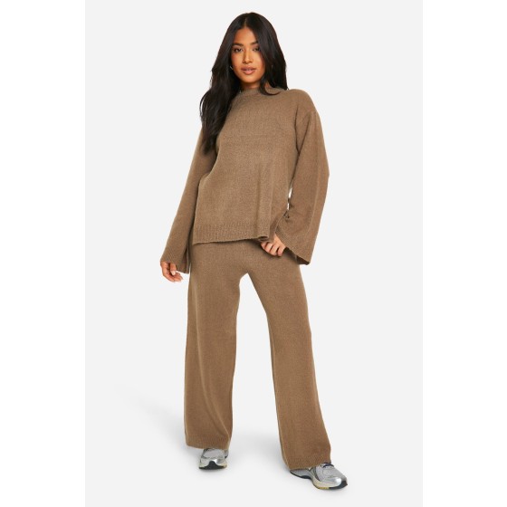 Petite Soft Knit Jumper And Flares Knitted Co-ord