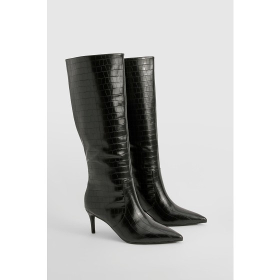Curved Stiletto Knee High Boots