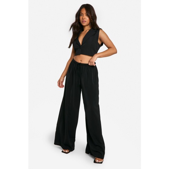 Petite Woven Wide Leg Trousers