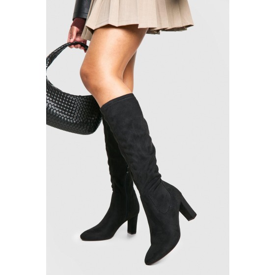 Basic Block Heel Knee High Boots