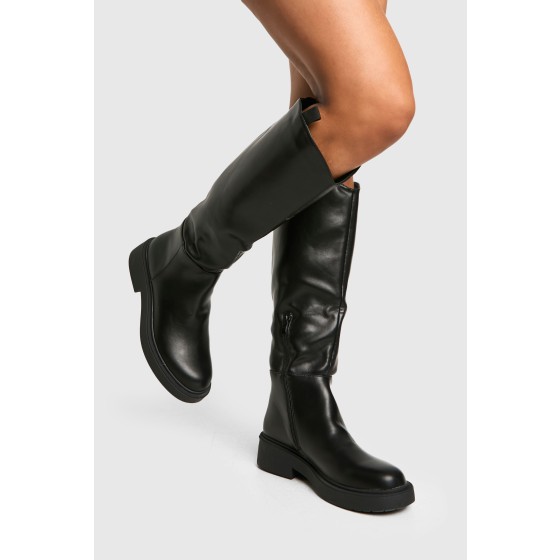 Tab Detail Knee High Boots