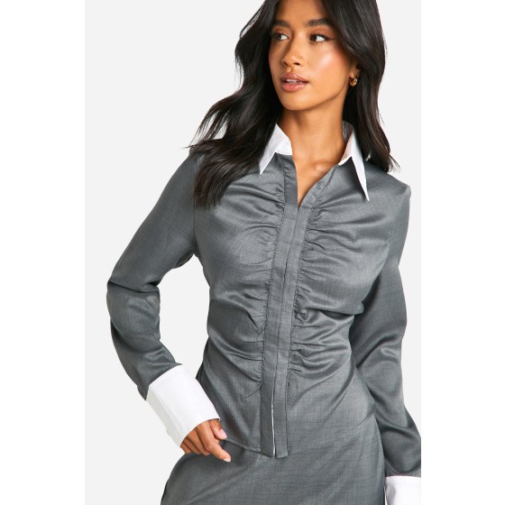 Petite Contrast Fitted Shirt