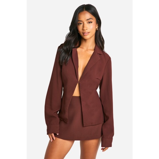 Petite Single Fastening Crepe Fitted Blouse