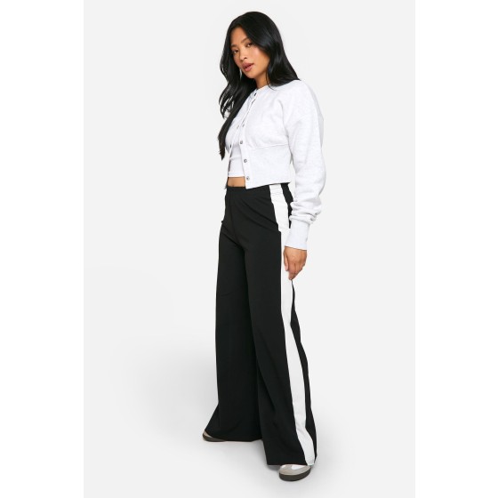 Petite Contrast Stripe Wide Leg Trouser