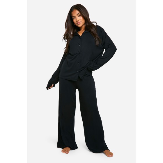 Petite Long Sleeve Shirt & Trousers Pyjama Set