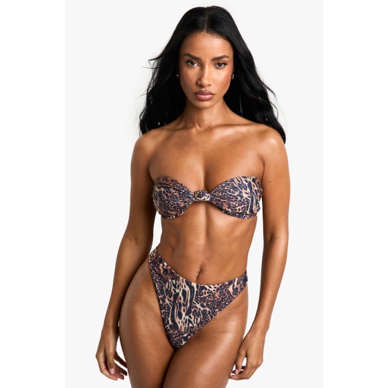 Petite Swimwear Essentials Leopard Bandeau Bikini Top