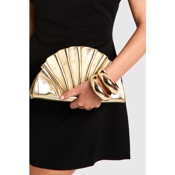 Metallic Ruffle Clutch Bag