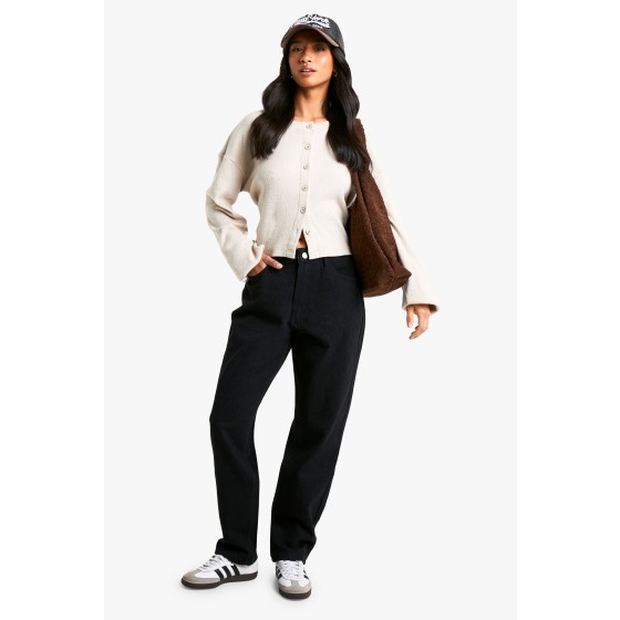 Petite Basic Black Straight Leg Jeans