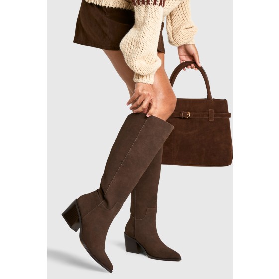 Wide Fit Nubuck Western Cowboy Boots