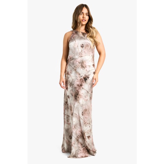Petite Cowl Back Abstract Maxi Dress