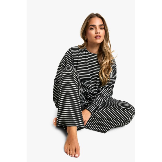 Petite Stripe Long Sleeve Top & Trousers Pyjama Set