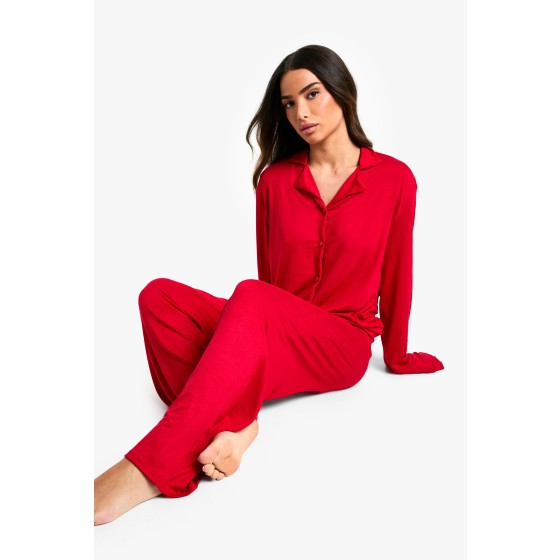Petite Long Sleeve Shirt & Trousers Pyjama Set