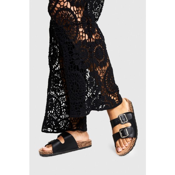 Double Buckle Footbed Slider