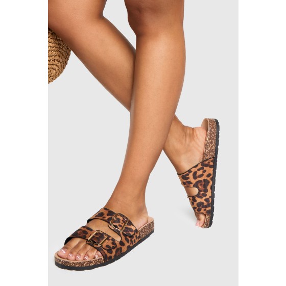 Double Buckle Footbed Sliders