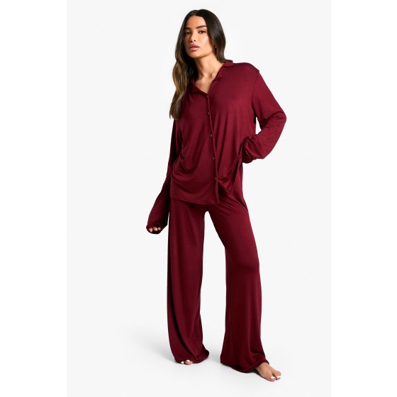 Petite Long Sleeve Shirt & Trousers Pyjama Set